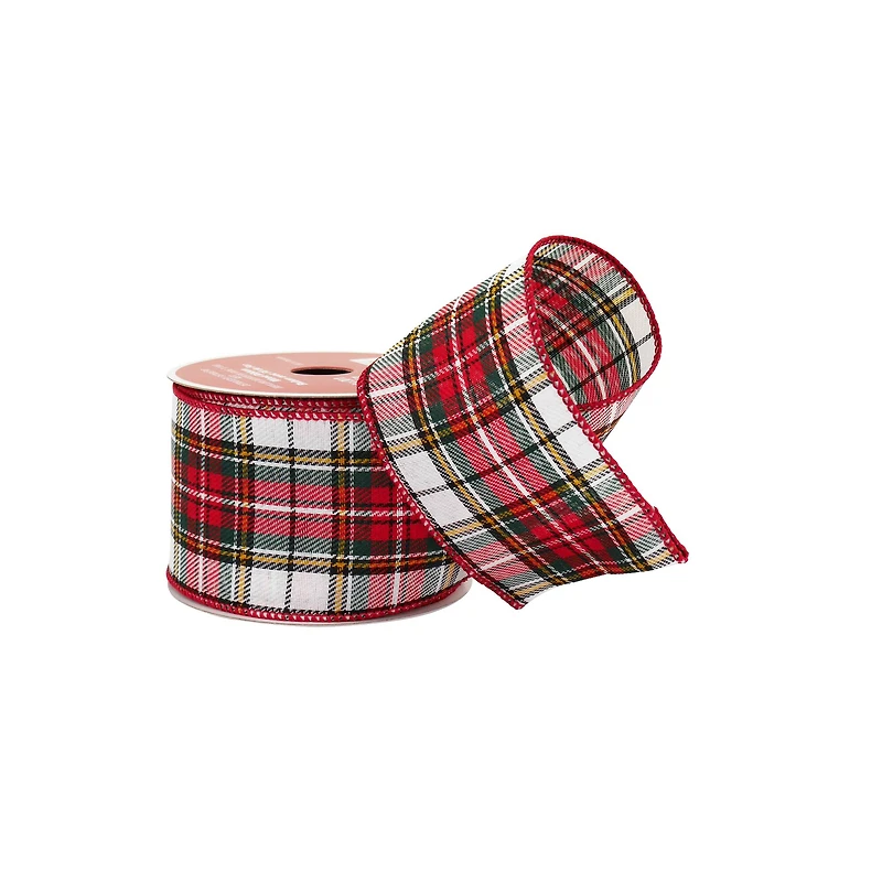 2.5" x 20ft. Red Plaid Wired Ribbon by Celebrate It®