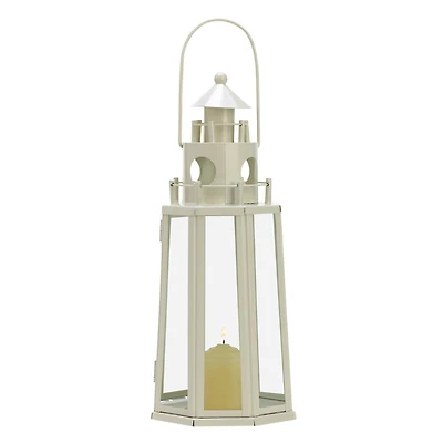 11.75" Ivory Lighthouse Hanging Candle Lantern