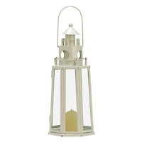 11.75" Ivory Lighthouse Hanging Candle Lantern