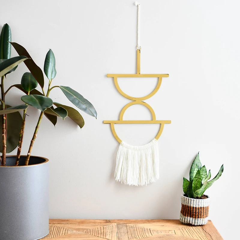 Hello Honey® Gold Geometric Metal Wall Hanging with Tassel
