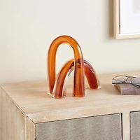 Orange Abstract Arch Glass Sculpture Set