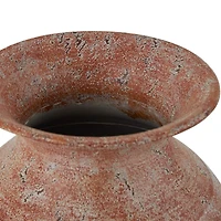 14" White & Rust Distressed Vase