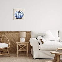 Stupell Industries Blue Patterned Botanical Pumpkin Wall Plaque Art