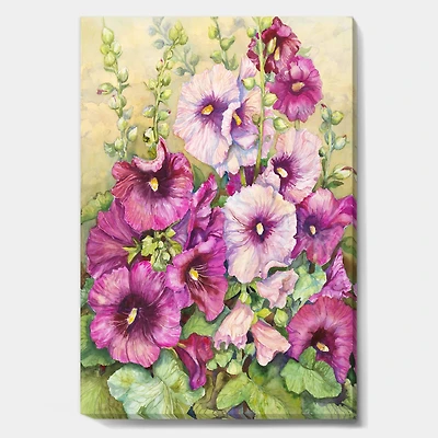 Designart - Hollyhocks In Evening Glow