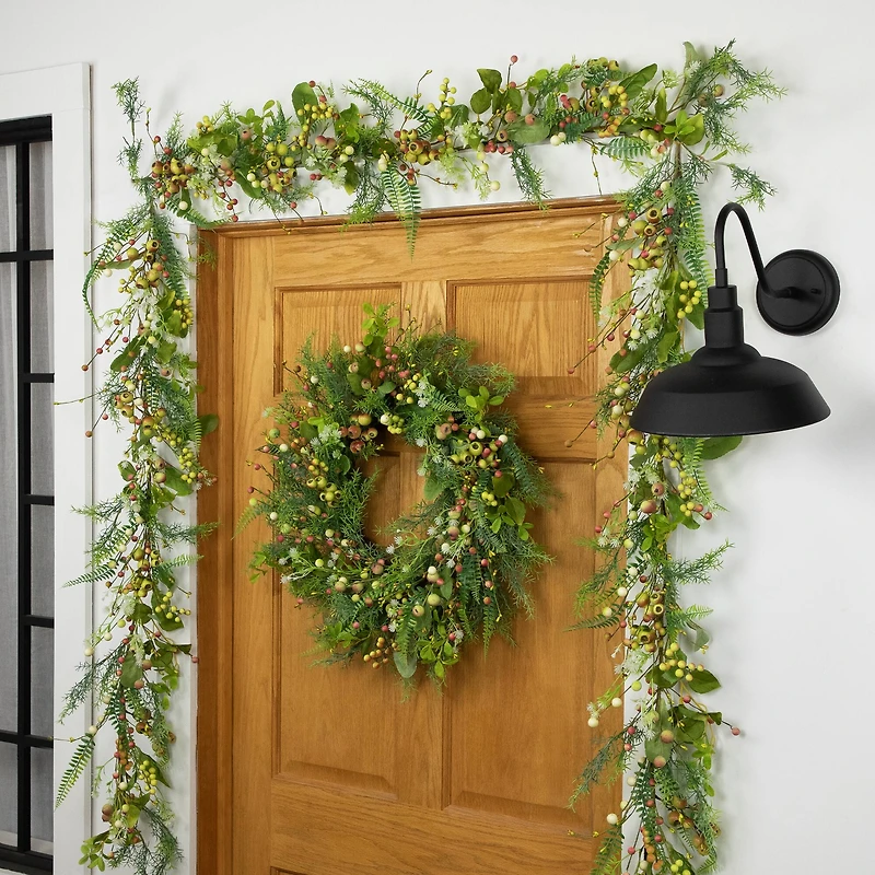 5ft. Berry & Crabapple Fern Foliage Spring Garland