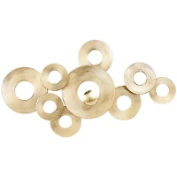 Gold Metal Abstract Stacked Circle Ring Wall Decor with Groove Texture