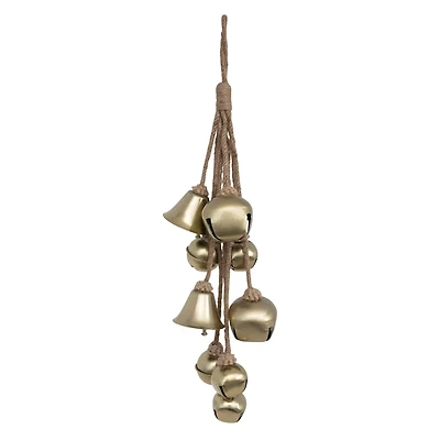Hello Honey® Antique Brass Finish Metal Bell Cluster with Jute Rope