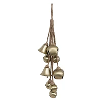 Hello Honey® Antique Brass Finish Metal Bell Cluster with Jute Rope
