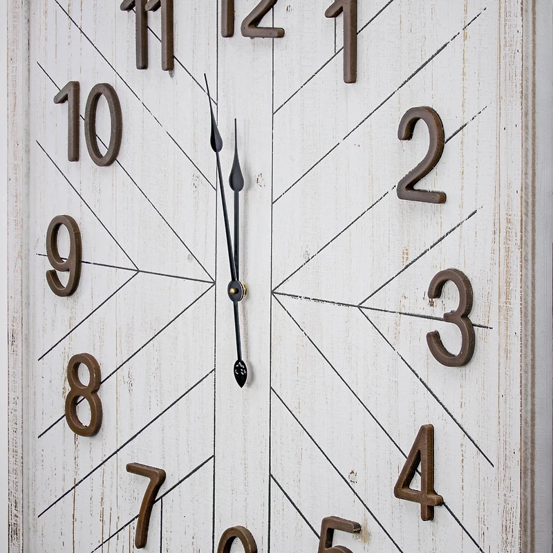 Whitewashed Wood Oversize Wall Clock 32"