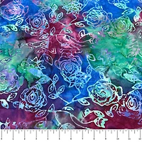 Feldman Batik Royal Raspberry Stamp Rose Cotton Fabric