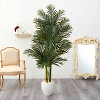 6ft. Golden Cane Artificial Palm Tree in White Planter