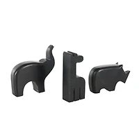 Black Abstract Marble Safari Animals Sculpture Set