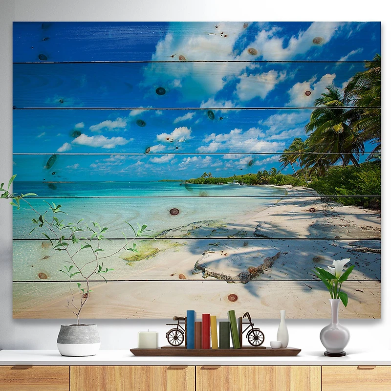 Designart - Tropical Beach with Palm Shadows