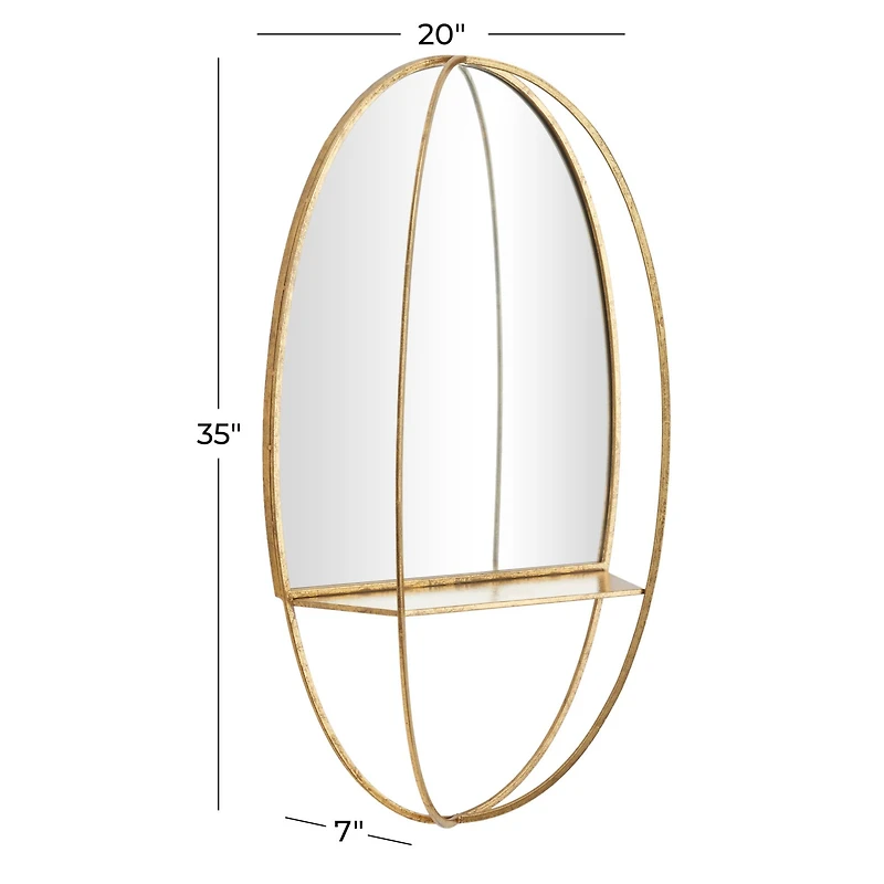 Gold Metal Glam Wall Mirror 35" x 20" x 7"