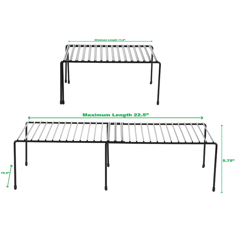 Mind Reader Black Multi-Purpose Expandable Kitchen Counter & Cabinet Shelf Storage