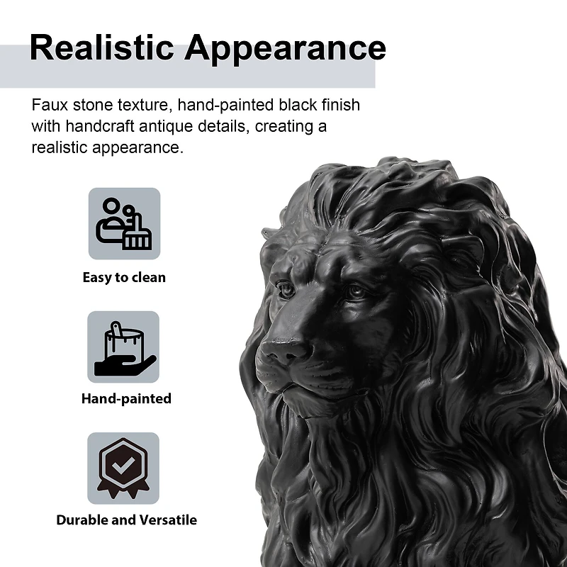 Glitzhome® 21" Black Sitting Lion Garden Statue
