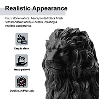 Glitzhome® 21" Black Sitting Lion Garden Statue