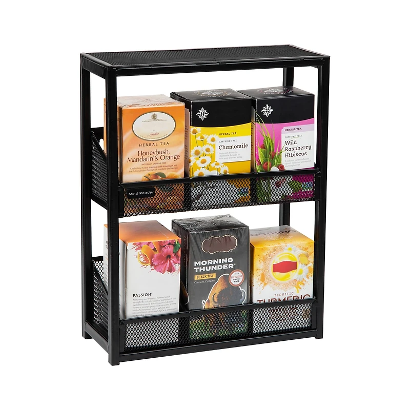 Mind Reader 14.25" Black Tea Box Organizer