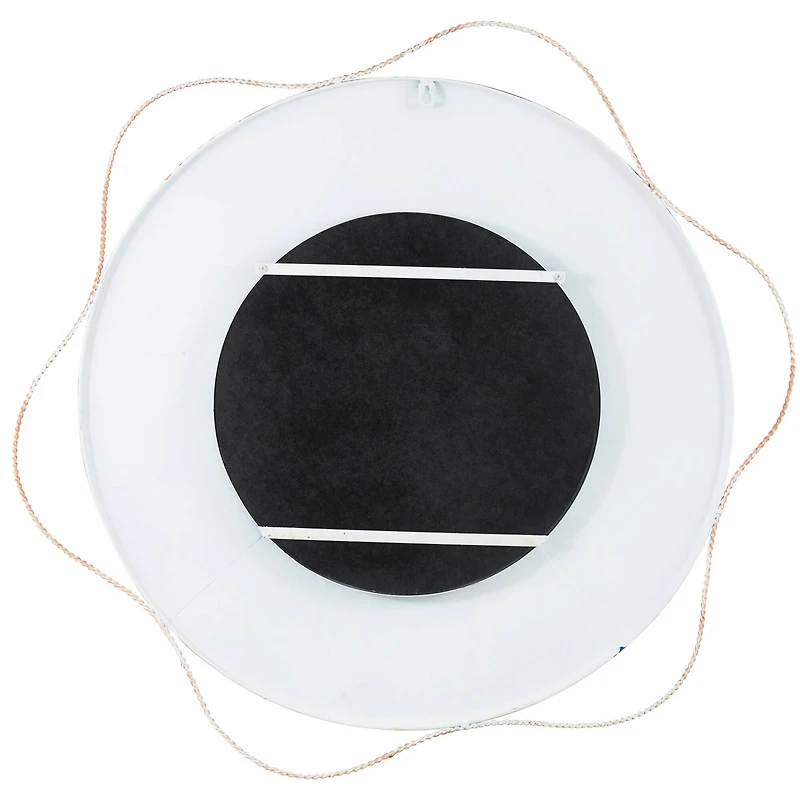 31" Red & White Metal Lifesaver Wall Mirror