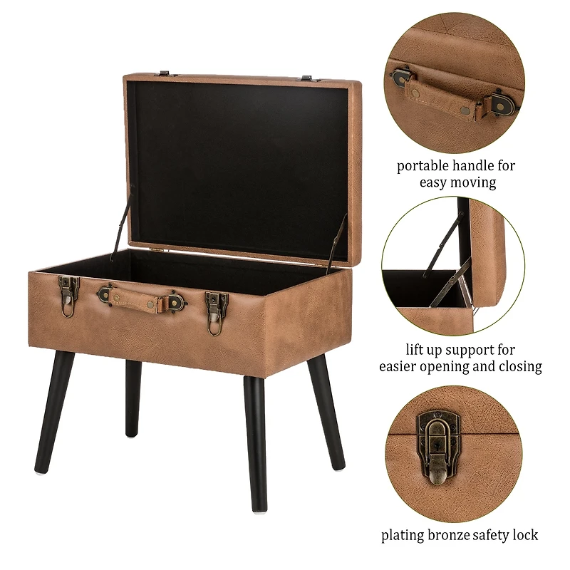 Glitzhome® Leatherette Upholstered Storage Stool