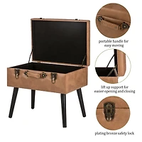 Glitzhome® Leatherette Upholstered Storage Stool