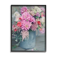 Stupell Industries Pink Floral Arrangement Soft Focus Grey Pot in Frame Wall Art