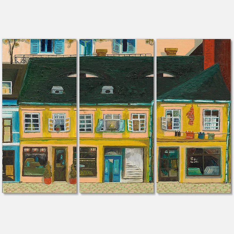 Designart - Yellow Facade of Houses In Street In Paris