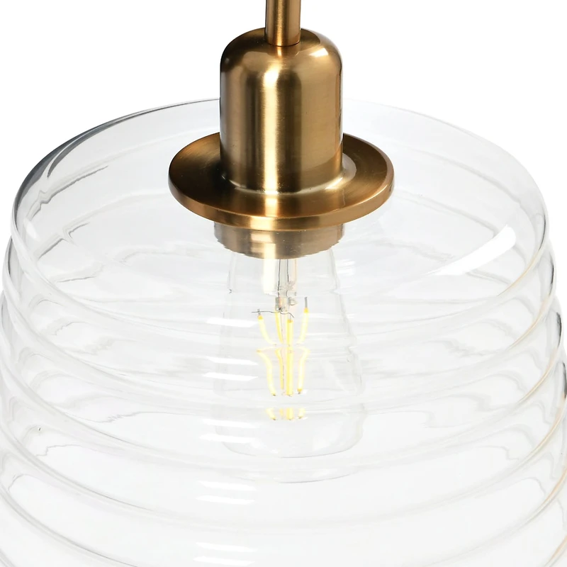 Hello Honey® Robert Stevenson Lighting Rhodes Metal & Clear Ribbed Glass Ceiling Light