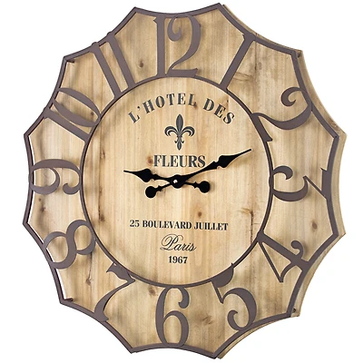 L'Hotel Des Fleurs 1967 Oversized Vintage Wall Clock 31"