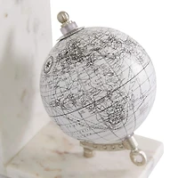 White Stone Contemporary Globe Bookends Set