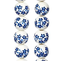 12 Pack: White & Sapphire Ceramic Round Beads, 12mm by Bead Landing™