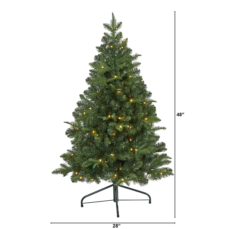 4ft. Pre-Lit Grand Teton Spruce Flat Back Artificial Christmas Tree, Clear LED Lights