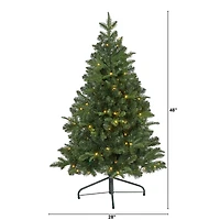 4ft. Pre-Lit Grand Teton Spruce Flat Back Artificial Christmas Tree, Clear LED Lights