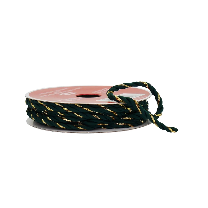 4mm x 30ft. Green & Gold Cord Ribbon by Celebrate It®