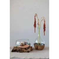 Hello Honey® 16" Recycled Glass Vase with Teakwood Base