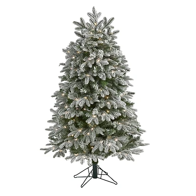 5ft. Pre-Lit Flocked Colorado Mountain Fir Artificial Christmas Tree, Warm White Microdot LED Lights