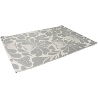 Gray & Off-White Floral Rectangular Outdoor Area Rug, 4ft. x 6ft.