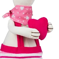 16.5" Pink & Cream Sitting Girl Easter Rabbit Figure with Dangling Legs