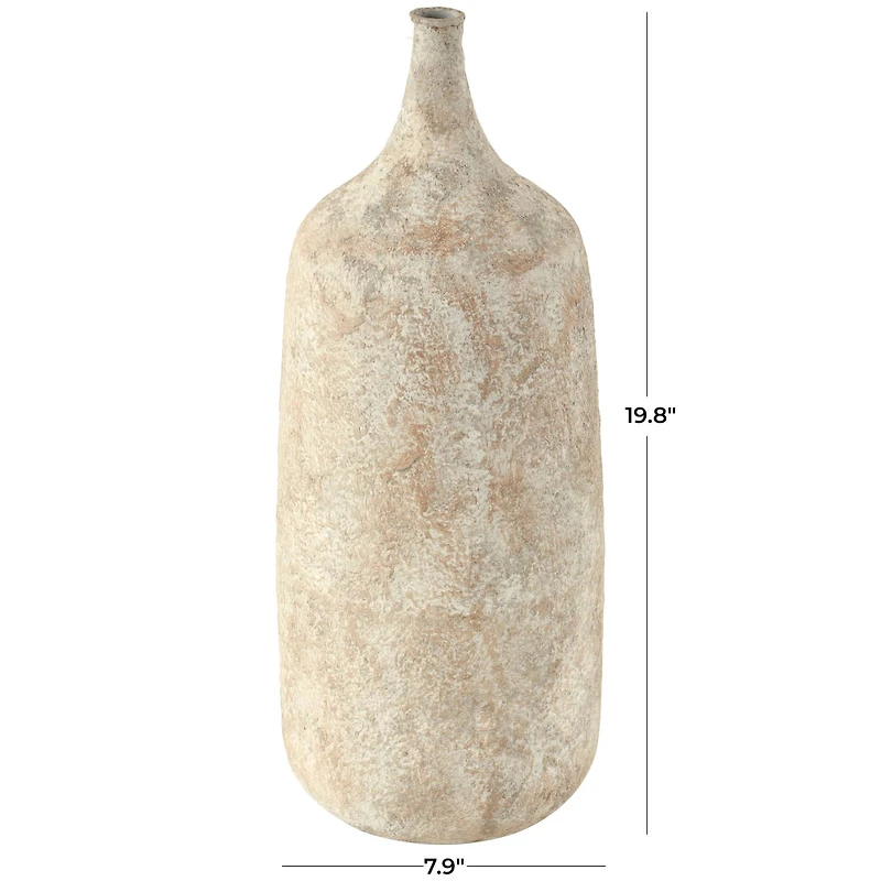 20" Beige Distressed Metal Vase