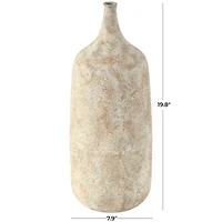 20" Beige Distressed Metal Vase