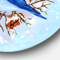 Designart - Two Blue Birds Sitting On A Branch With Berries
