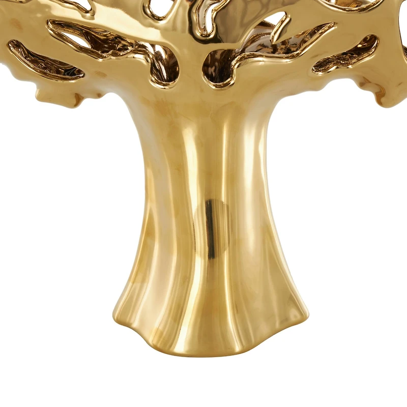 15.5" Glossy Metallic Abstract Ceramic Tree Sculpture