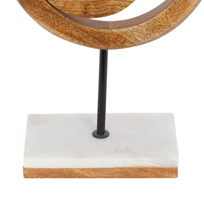 13" Brown Mango Wood Modern Abstract Sculpture