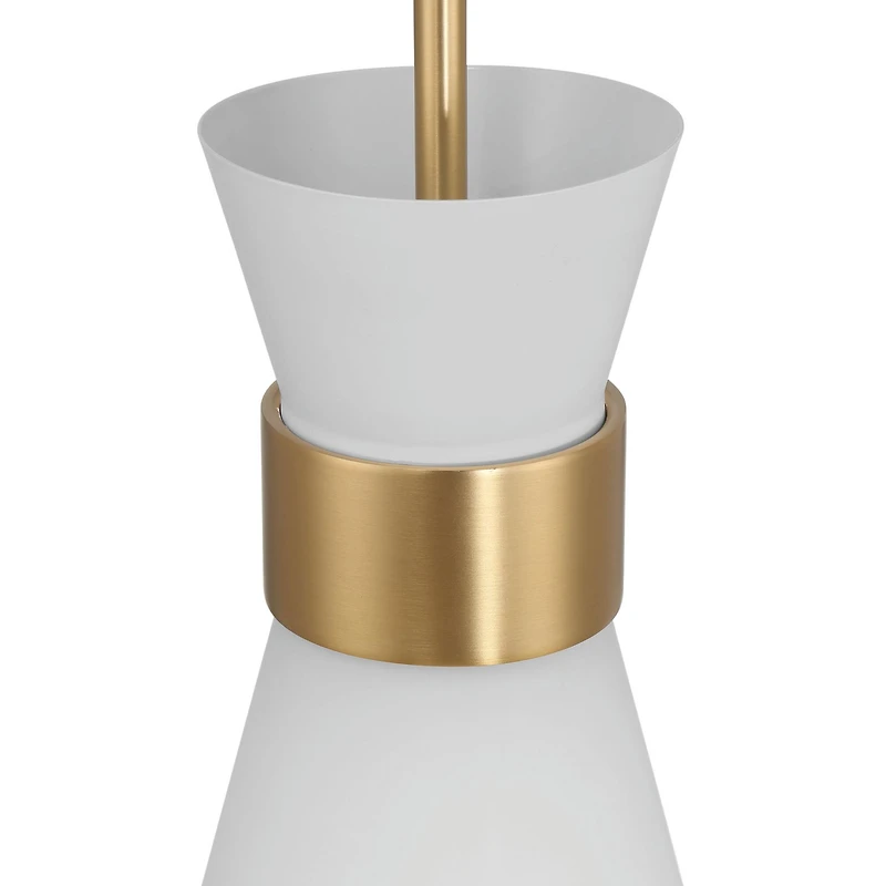 Hello Honey® Kit White & Gold Modern Minimalist Tapered Opal Glass & Metal Ceiling Light