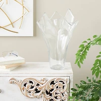 Clear Tulip-Inspired Glass Vase with Wavy Opening