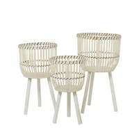 White Bamboo Bohemian Planter, Set of 3" 26", 23", 20"
