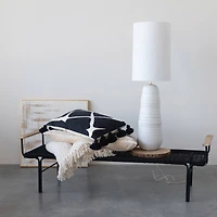 Hello Honey® Embroidered Geometric Black & White Lumbar Pillow