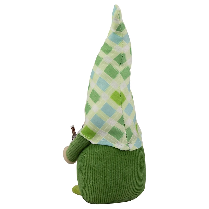 9" Green & Blue Plaid Springtime Gnome