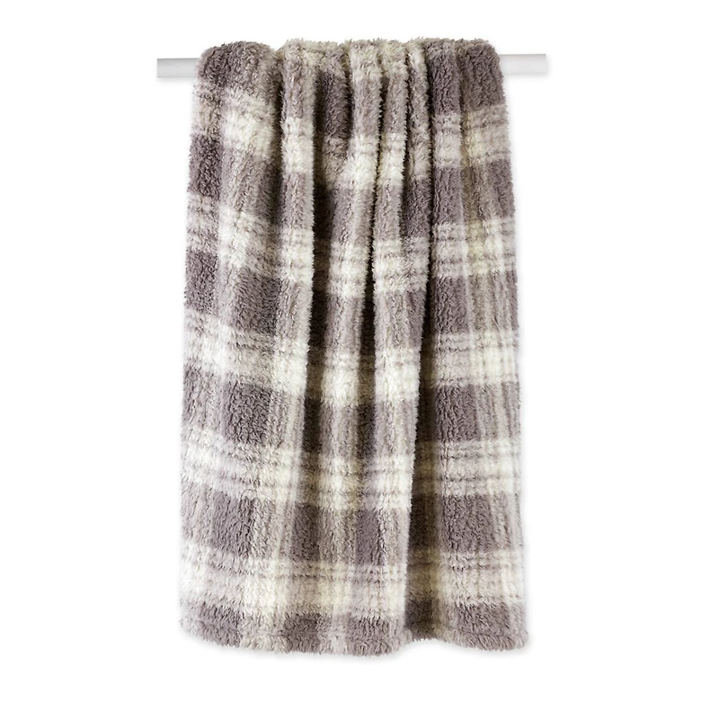 DII® Gray Farmhouse Plush Plaid Throw