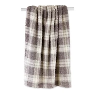 DII® Gray Farmhouse Plush Plaid Throw